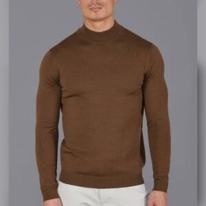 MEN’S VA BENE CHOCOLATE BROWN SWEATER SZ L TURTLENECK LONG SLEEVE SILK COTTON